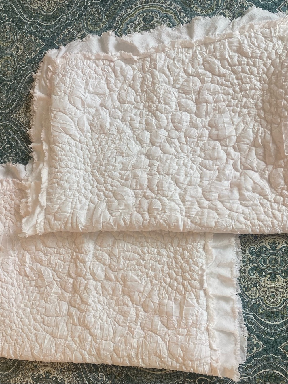 Ivory and Blush Pink Soft Textured Pillow Shams 2 Standard Sz